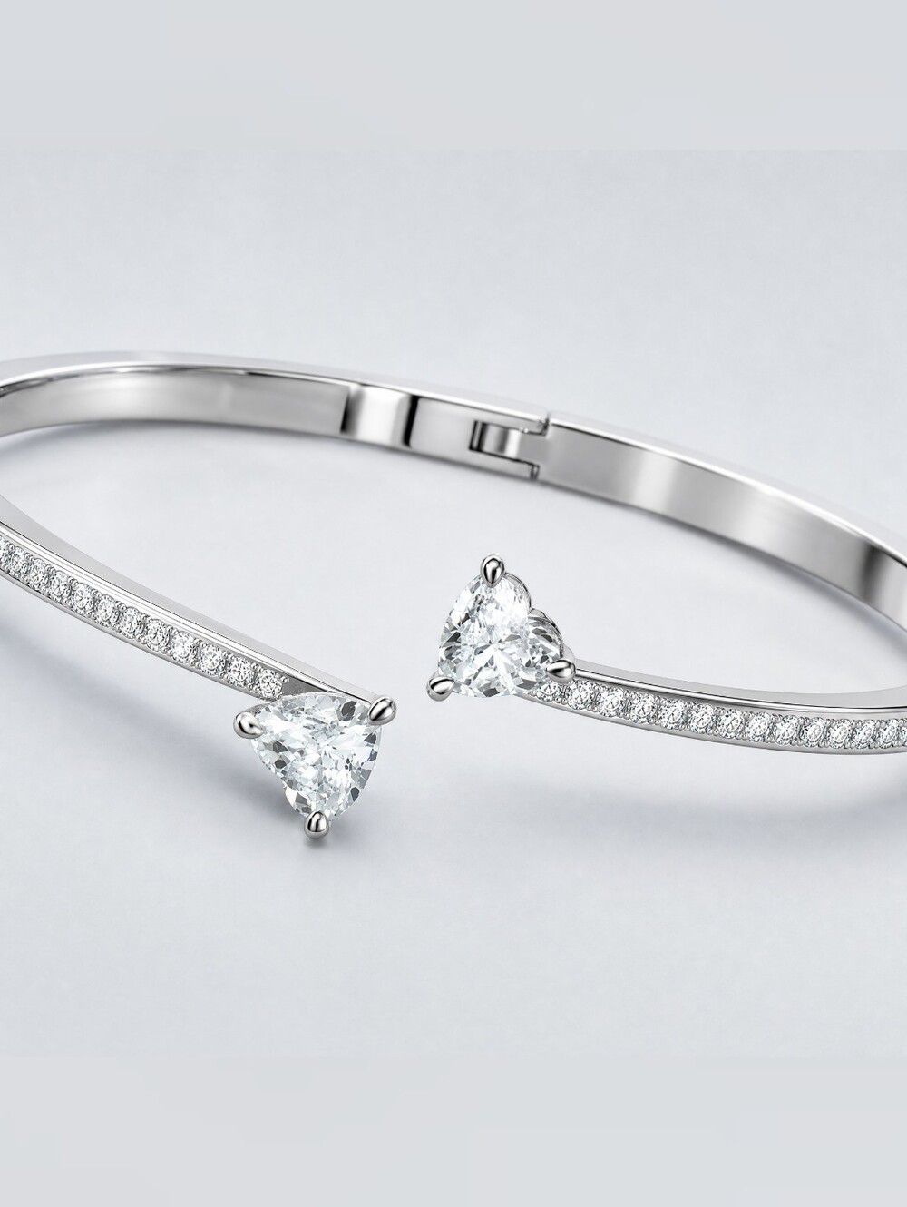 Swarovski Attract Soul Heart Rhodium Plated Crystal Bangle Size M